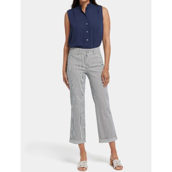 NYDJ Bailey Relaxed Crop Jeans 26" Inseam Striped - Picture 1 of 9